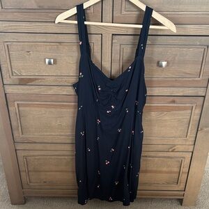 Navy Blue Dress with Cherry Print